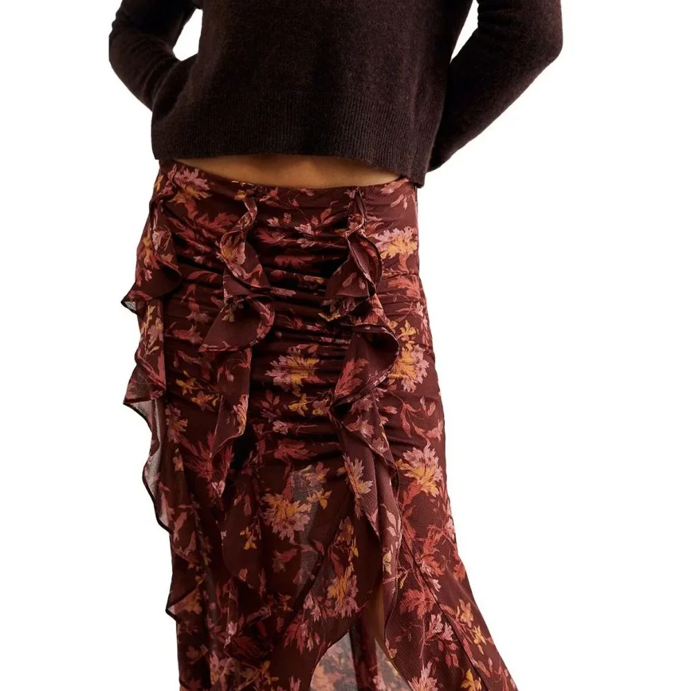 FREE PEOPLE  Maxi Skirt / Dark Combo 364tn - Picture 2 of 3